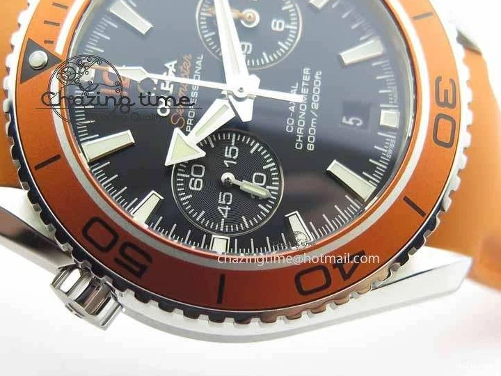 0513 Planet Ocean Master Chrono 45mm SS OM 1:1 Best Edition Black Dial On Orange Rubber Strap A Attractive 8170